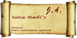 Justus Atanáz névjegykártya